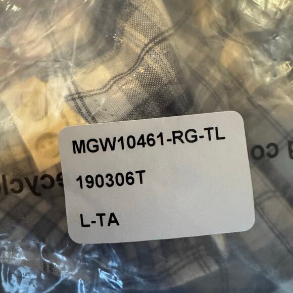 Even Tide Long Sleeve Button Up Shirt Black White Plaid NWT Size Large Tall - Picture 10 of 10